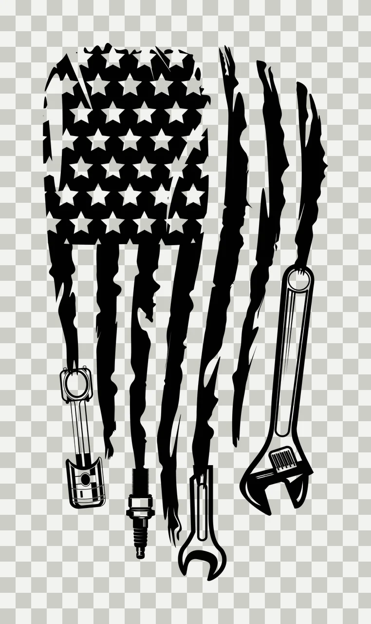 Mechanic American Flag Tool Mechanics Silhouette distressed transparency and detail preview thumbnail