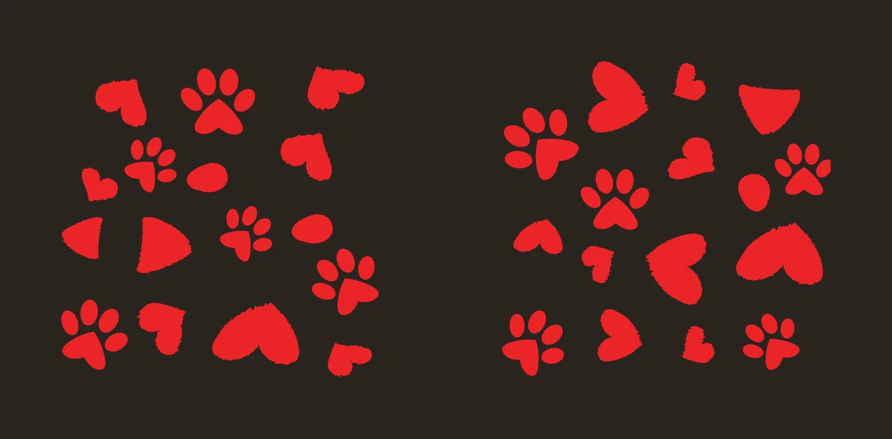 Paw Can Glass Wrap Prints And Hearts Pattern flat black white contrast preview thumbnail