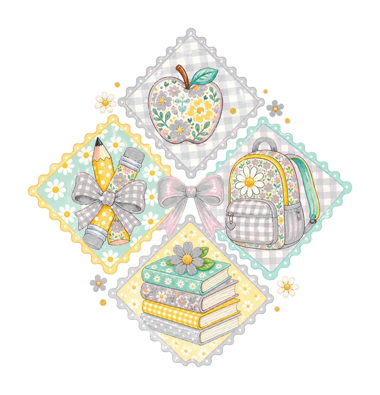 Preppy Back to School Floral Girly sublimation Variation B