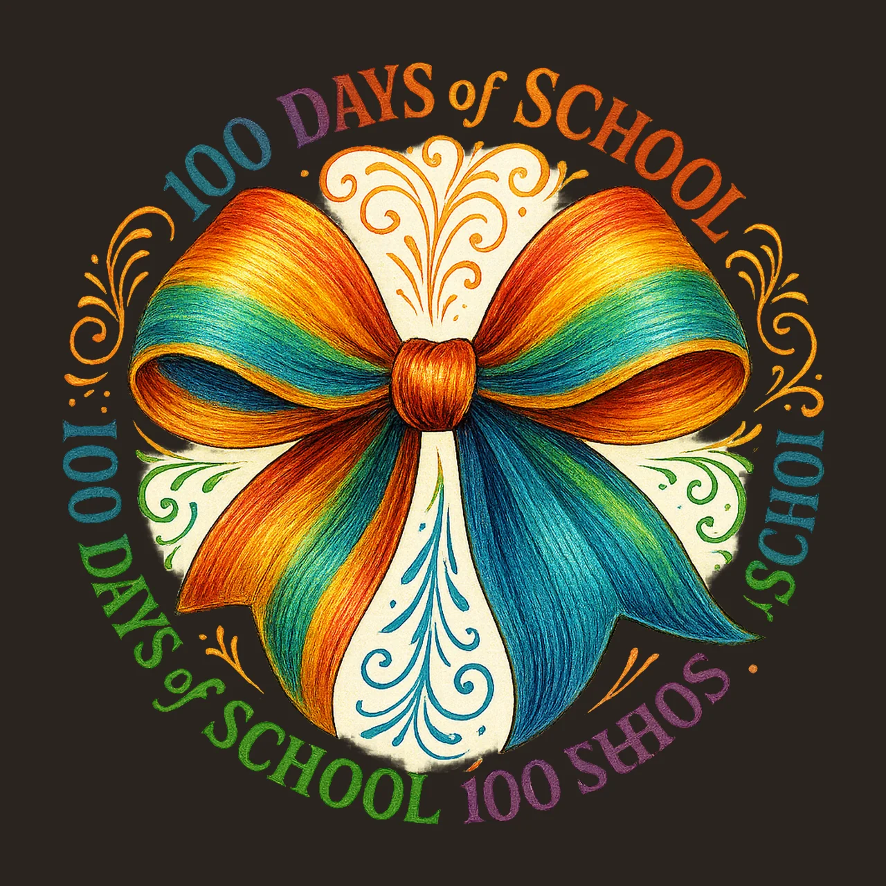 Coquette Bow 100 Days of School Colorful Teacher Design contrast preview thumbnail