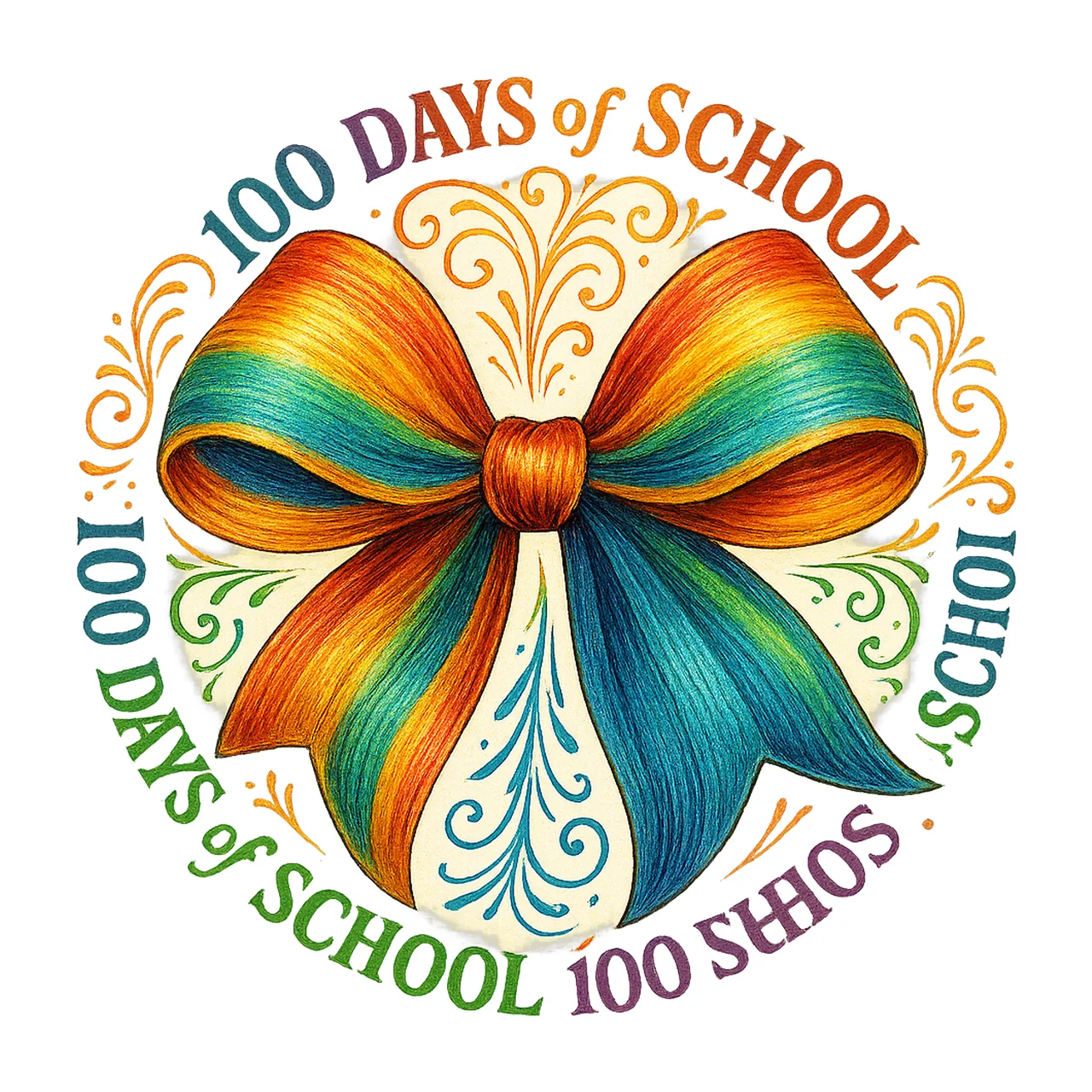 Coquette Bow 100 Days of School Colorful Teacher Design