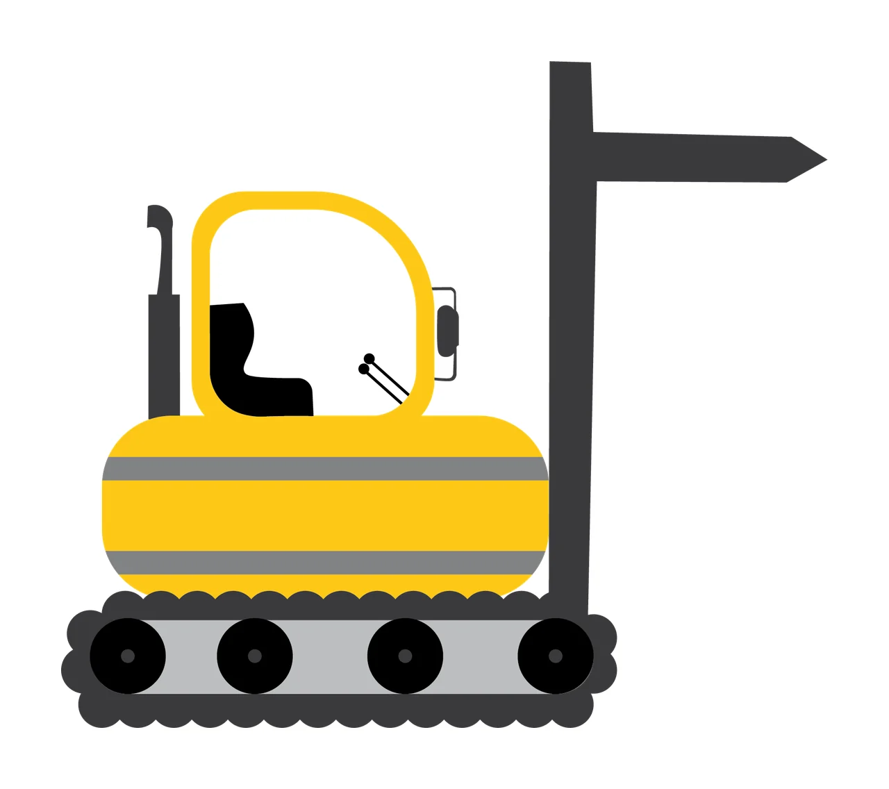 Black Silhouette Of Crawler Equipment With A Tall machinery