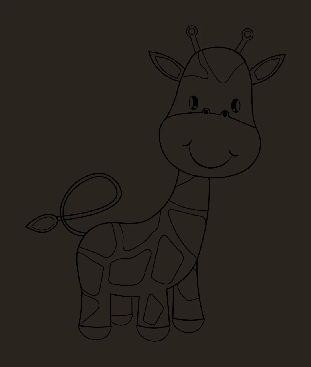 Animal Giraffe Line Drawing Black And White standing spots contrast preview thumbnail