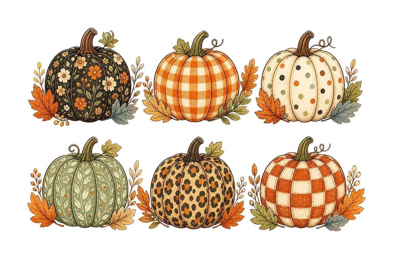 Pumpkin Preppy Fall Pumpkin Sublimation Cute Variation A