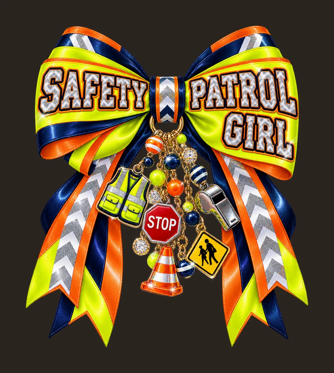 Safety Patrol Girl Bow Charm PNG, Coquette Ribbon Sublimation, Transparent Digital Download contrast preview thumbnail