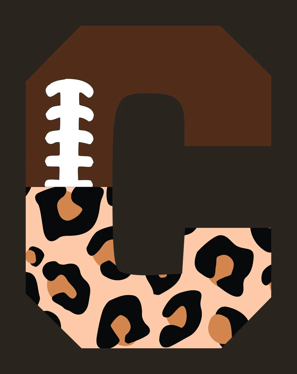 Football Font Half Leopard Character 11 american gridiron touchdown contrast preview thumbnail