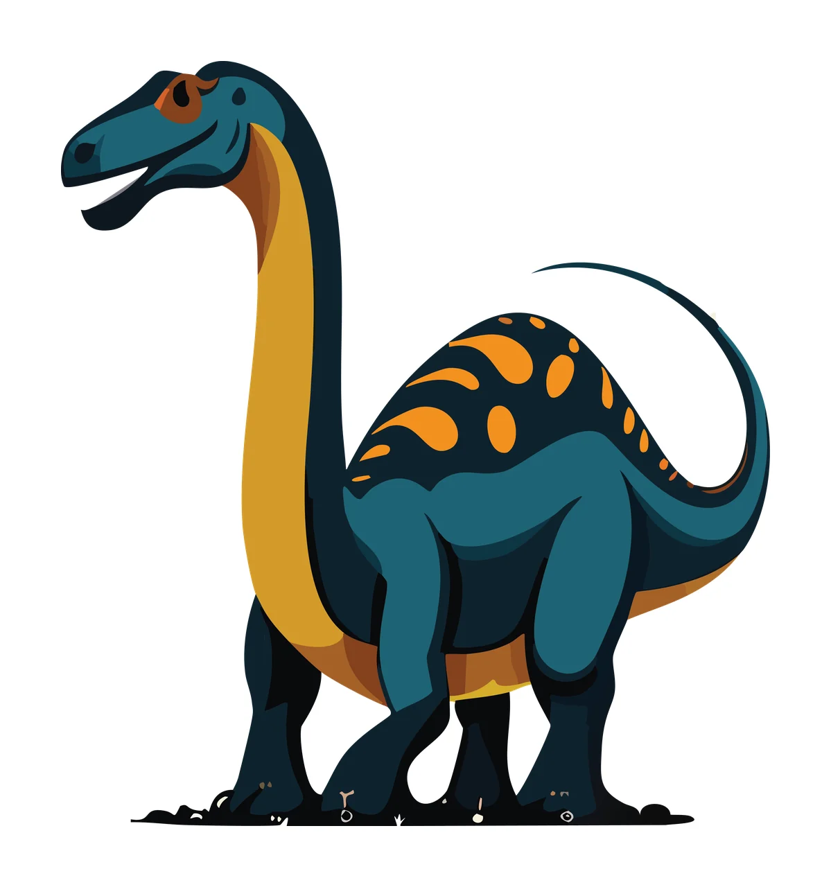 Dinosaur Standing Silhouette Line Art ground black white animal