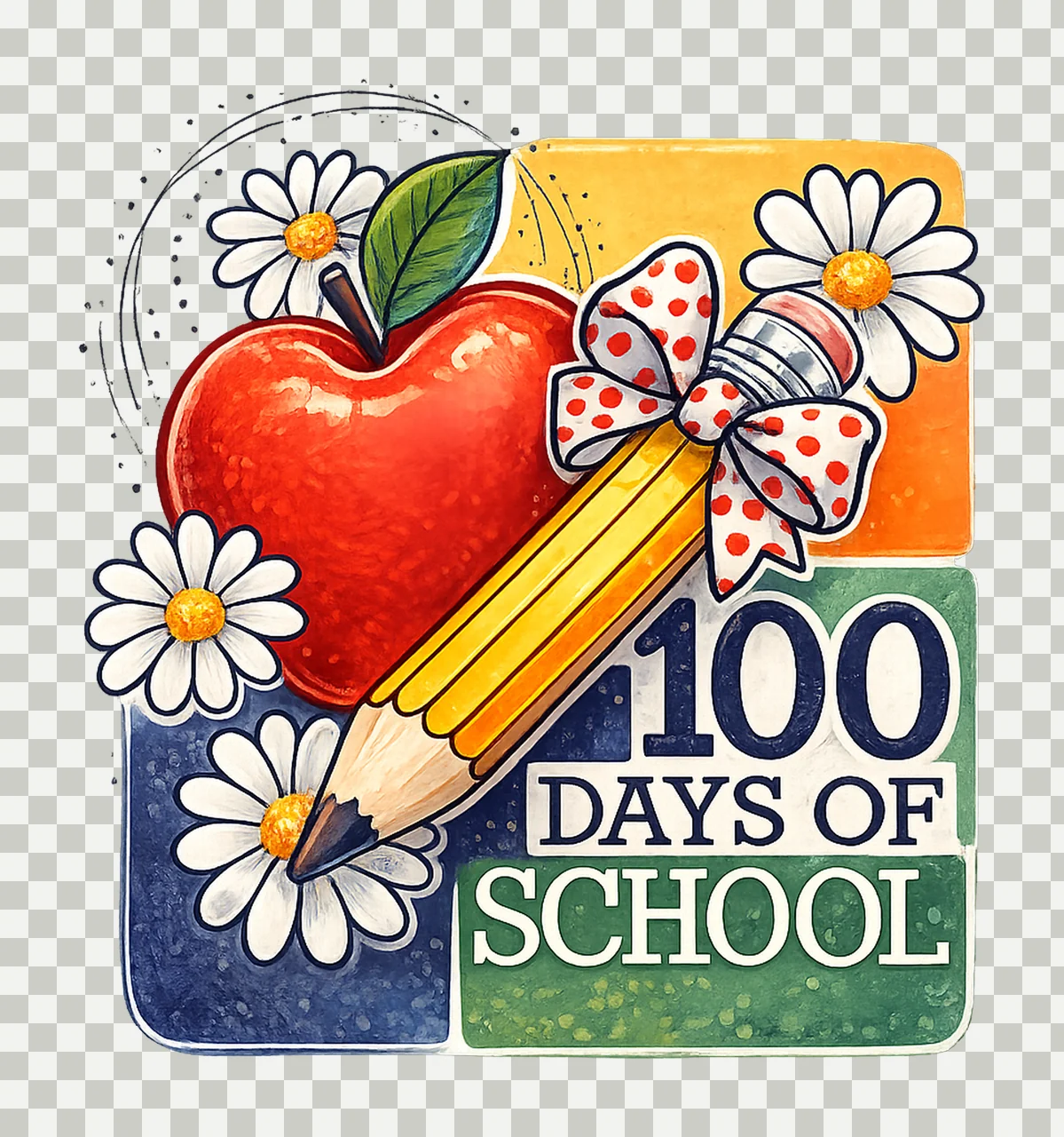 Preppy 100 days of school survived 100 days retro design transparency and detail preview thumbnail