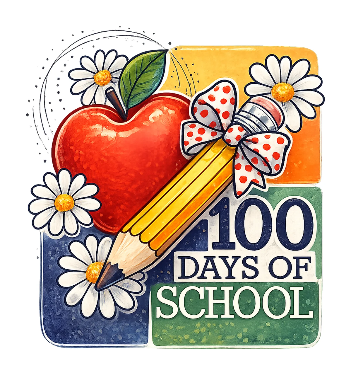 Preppy 100 days of school survived 100 days retro design