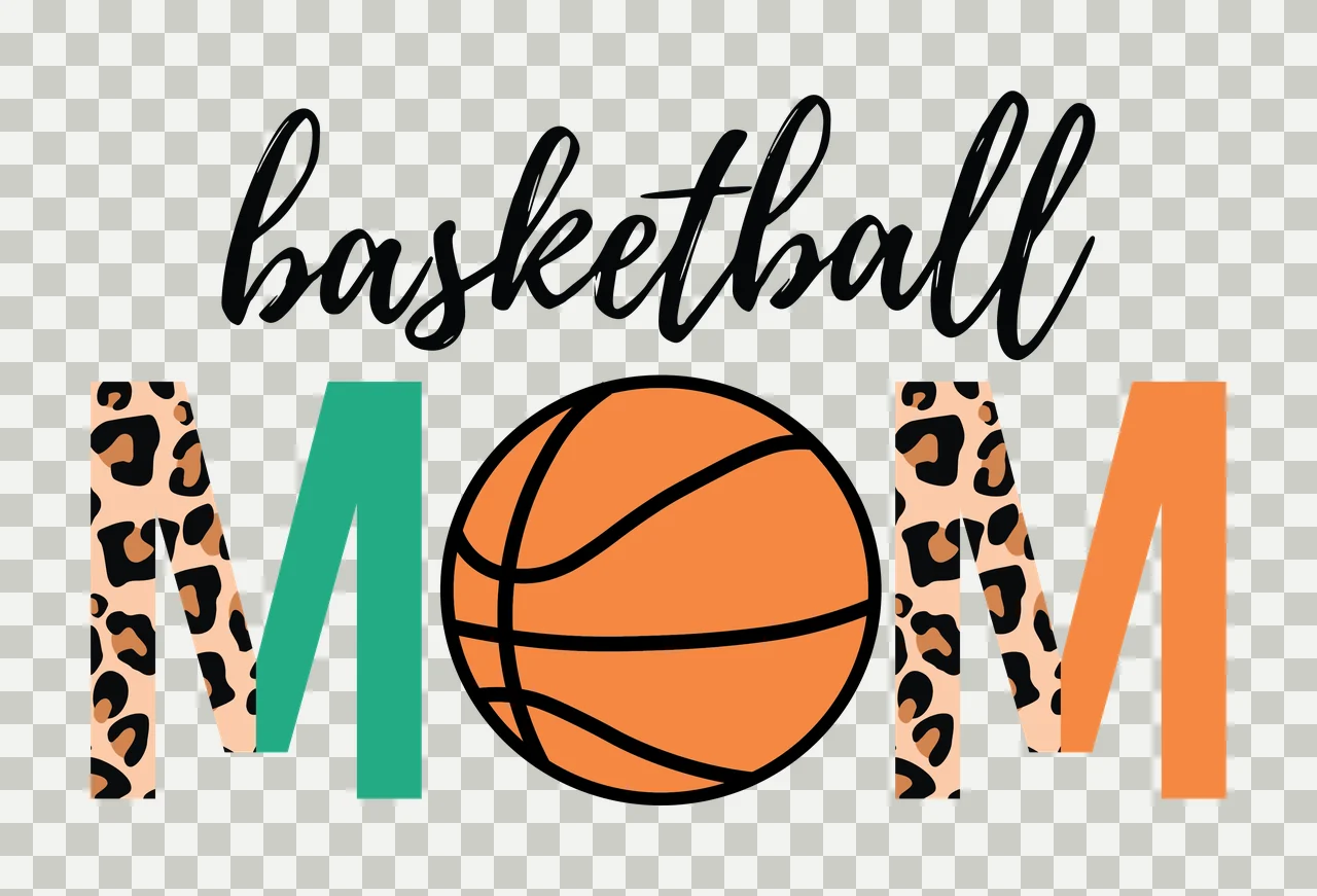 Basketball Mom Black And White Text With Leopard displaying transparency and detail preview thumbnail
