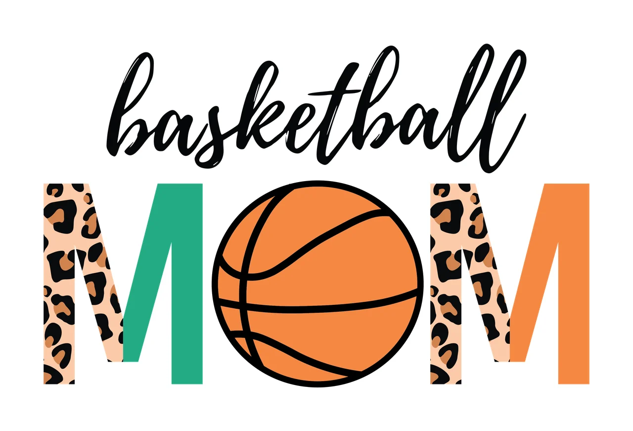 Basketball Mom Black And White Text With Leopard displaying