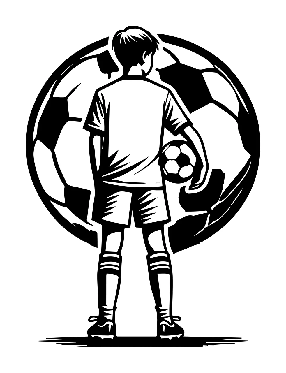 Soccer Ball Player With Graphic standing uniform line art black
