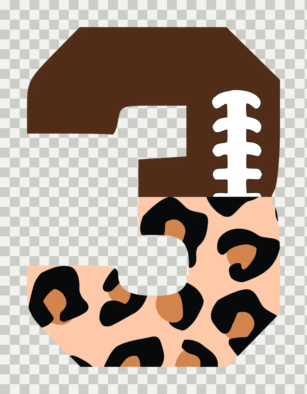 Football Font Half Leopard Character 21 american gridiron touchdown transparency and detail preview thumbnail