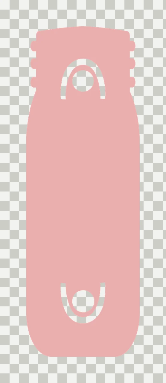 Reusable water bottle Illustration with bottle silhouette, top cap with ridges, white circular arch graphic accents and rounded corners in dusty rose pink transparency and detail preview thumbnail