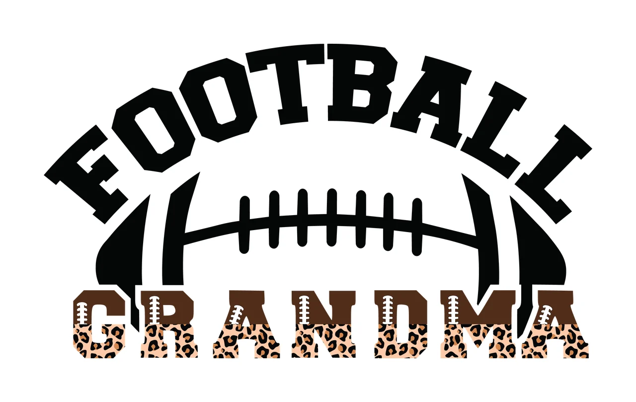 Football Grandma With Oval Ball sporty black white typography