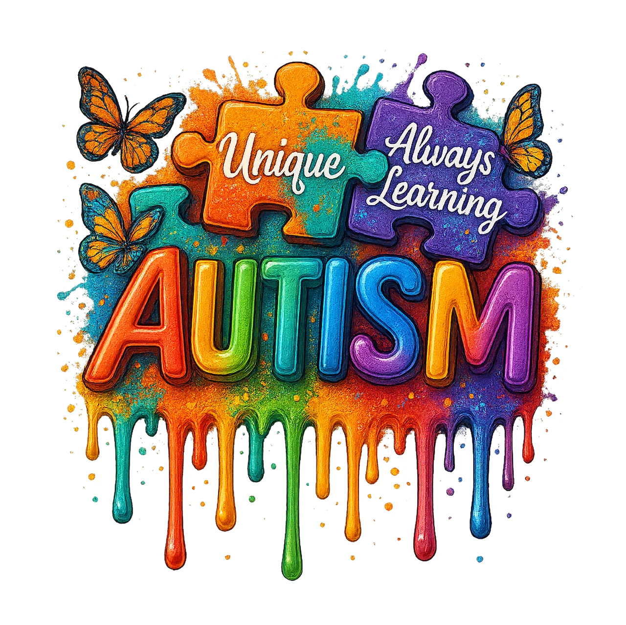 Autism Awareness Inspirational Sublimation Creative Support