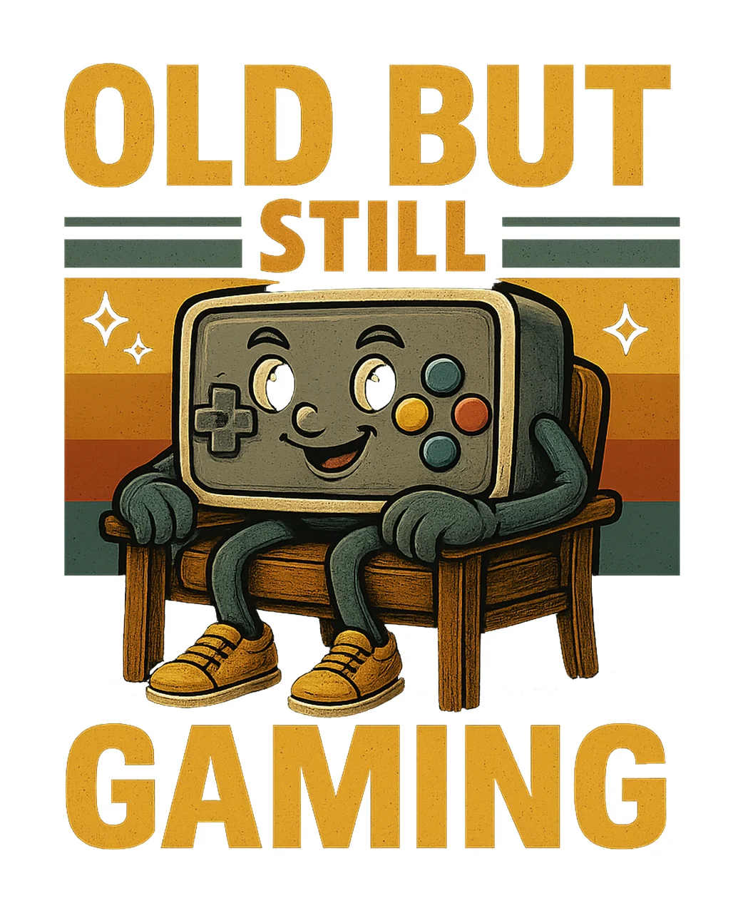 Old But Still Playing Retro Gamer Controller Artwork Funny