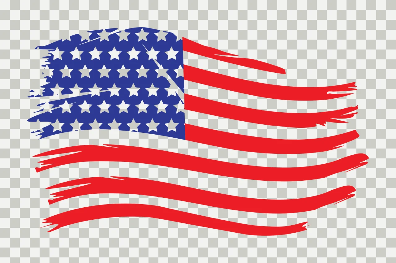 Flag Wavy American With Brush Strokes waving stars stripes transparency and detail preview thumbnail