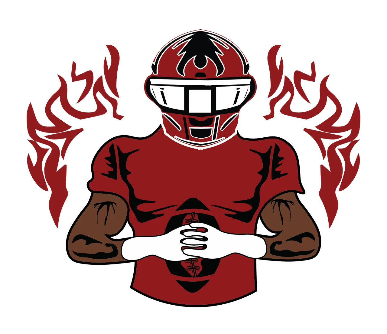 Helmeted Figure With Flames helmet black white plain Variation