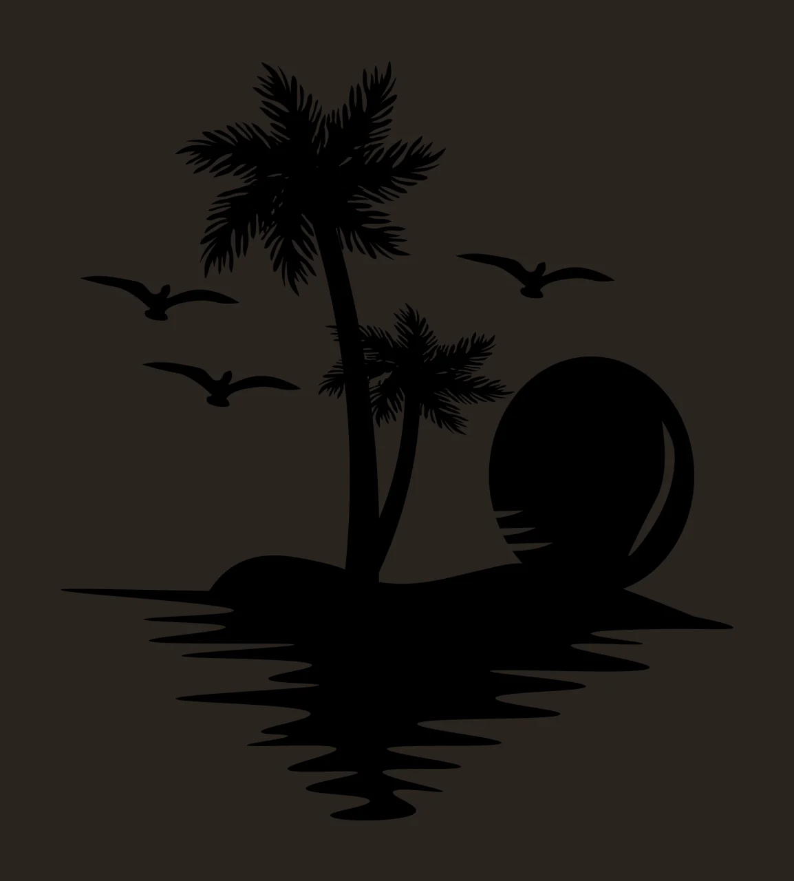 Palm Tree Trees And Sunset Silhouette Graphic beach scene bird contrast preview thumbnail