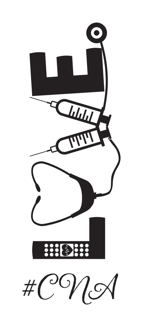 Medical Love Cna Themed Design text stethoscope syringes typographic