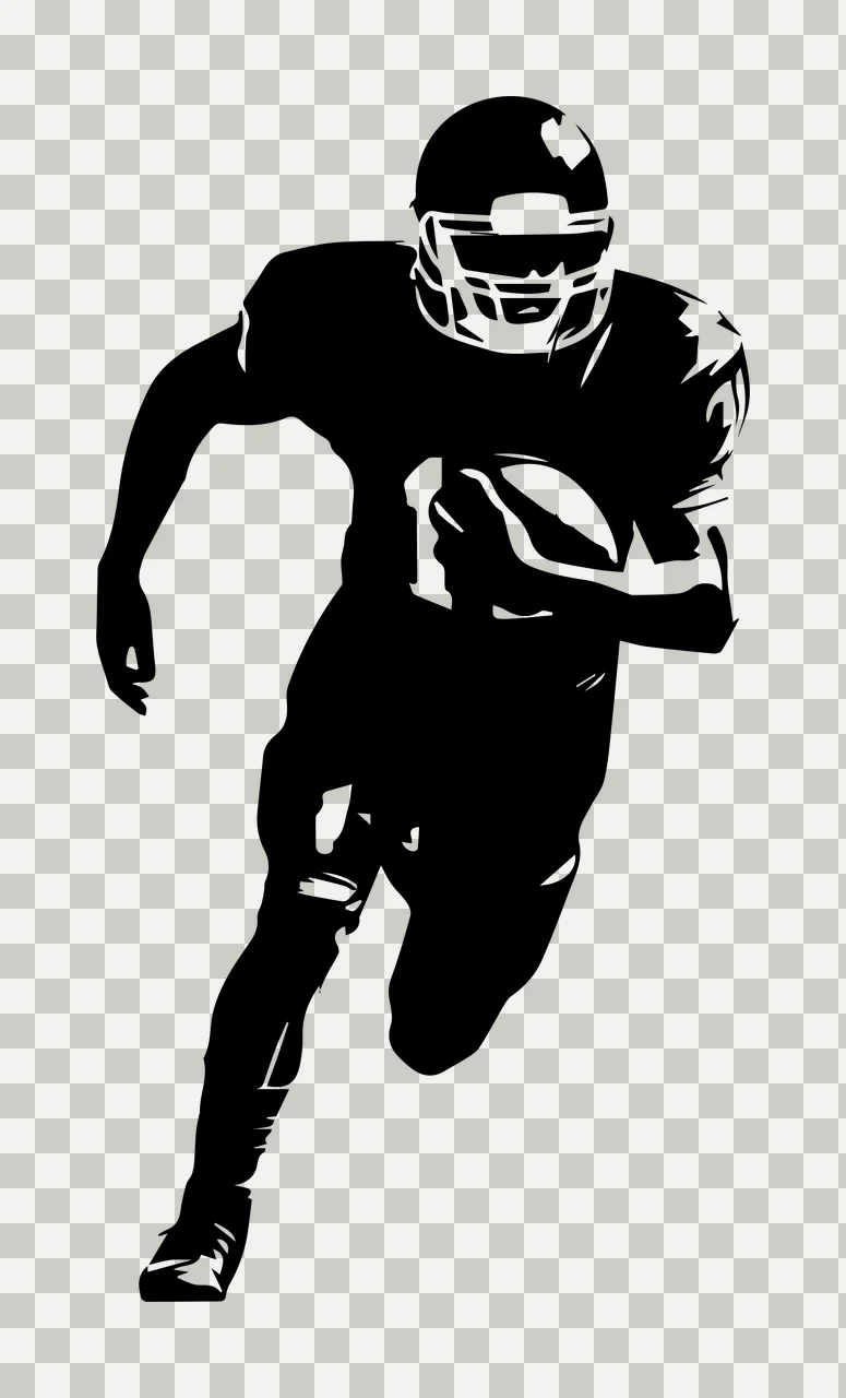 Football Player American Running With Ball helmet jersey silhouette transparency and detail preview thumbnail