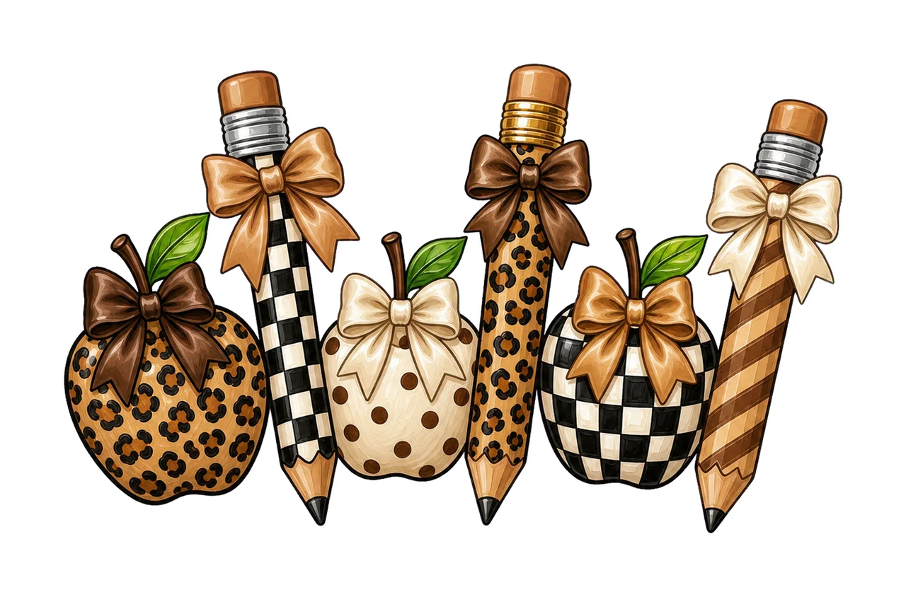 Leopard Teacher Apple School Supplies Variation C
