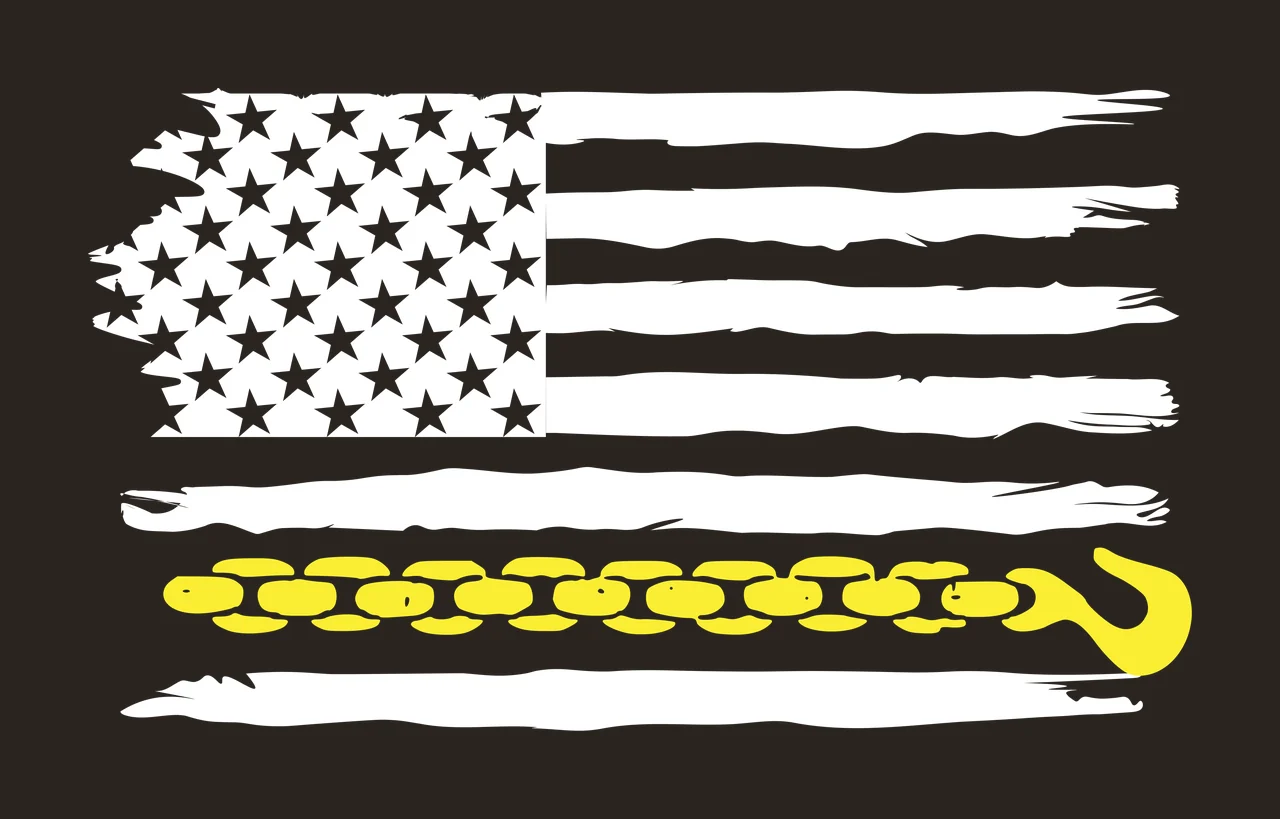 Flag White Horizontal Distressed With Integrated Chain hook contrast preview thumbnail
