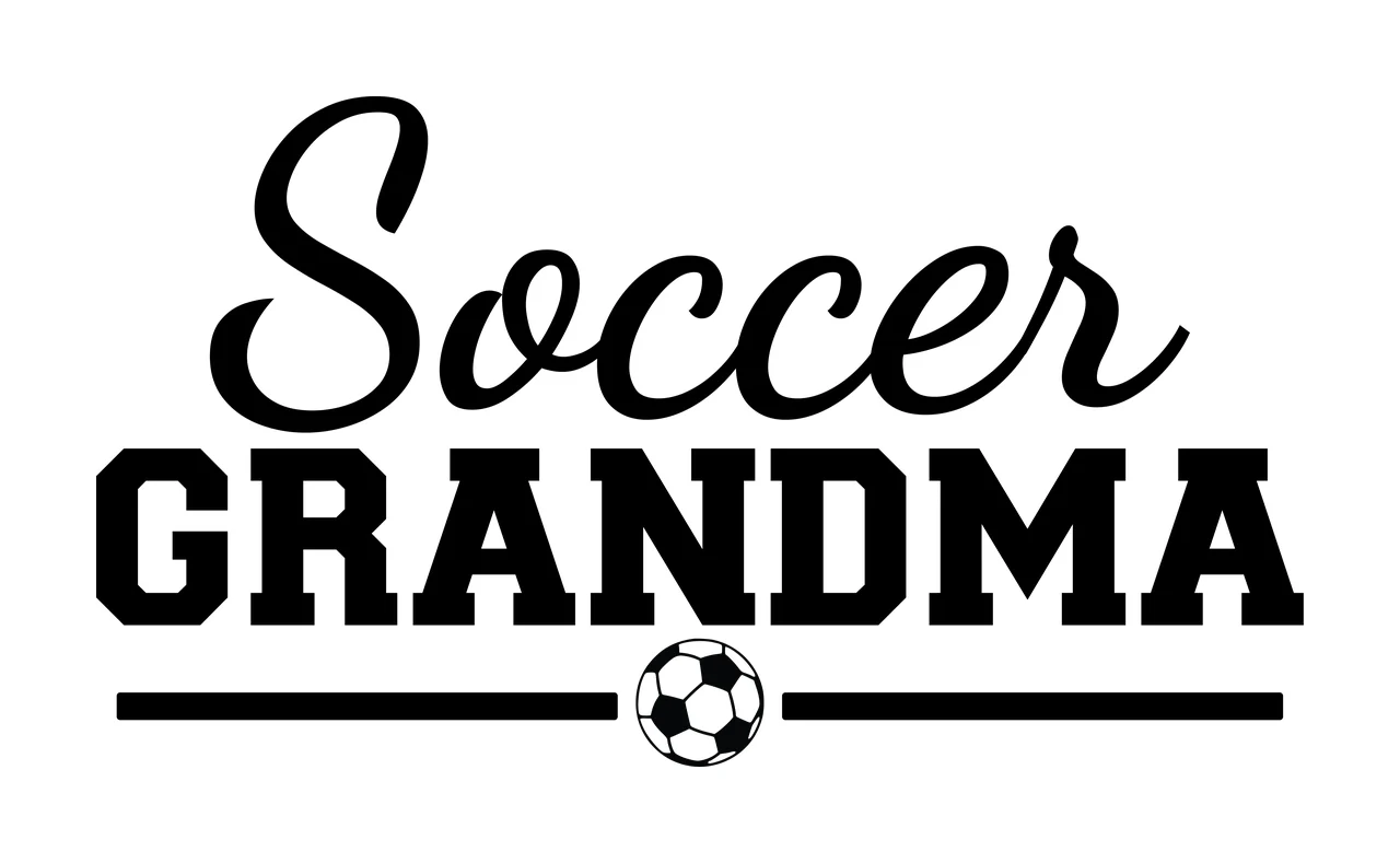 Soccer Grandma Text Graphic With A Small Ball displaying horizontal