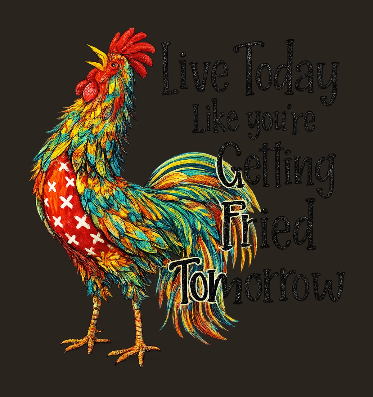 Live Today Like Fried Tomorrow Chicken Rooster Design contrast preview thumbnail