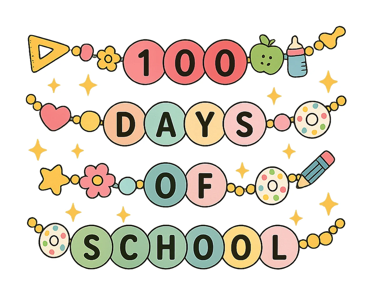 Little Girl 100 Days Of School Bracelet Retro 100 Days