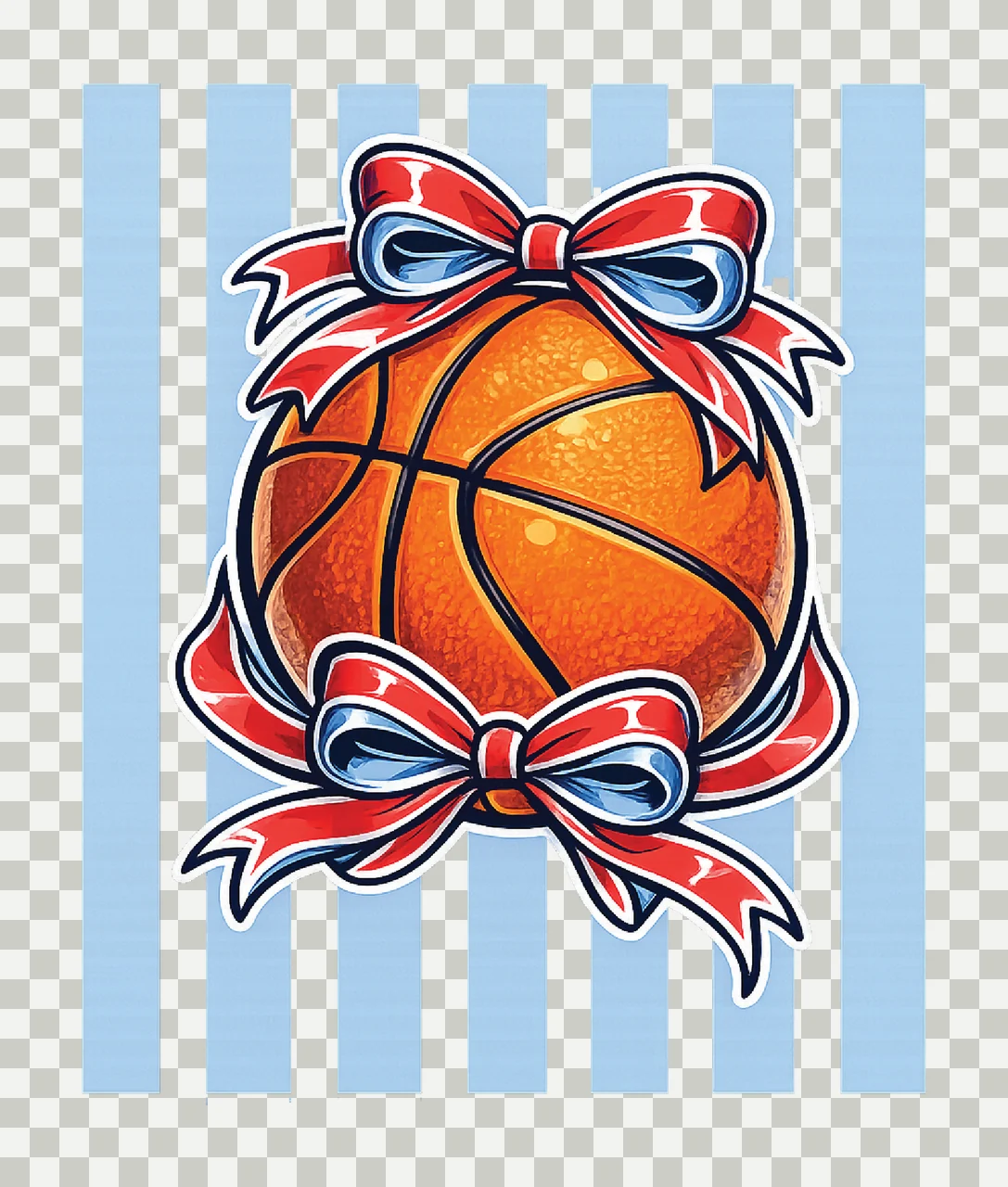Basketball Stripes Retro Vintage Bow Design Coquette Style transparency and detail preview thumbnail