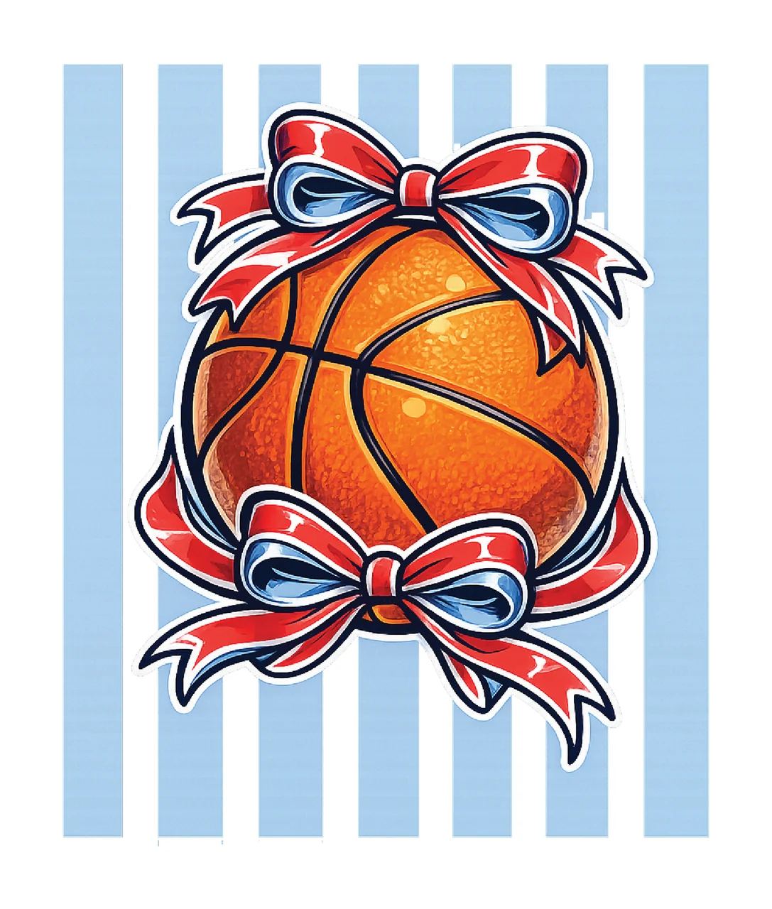 Basketball Stripes Retro Vintage Bow Design Coquette Style
