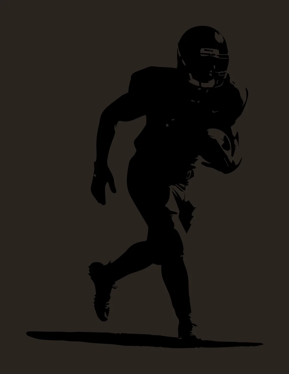Silhouette Of Runner Holding Ball person running helmet black contrast preview thumbnail