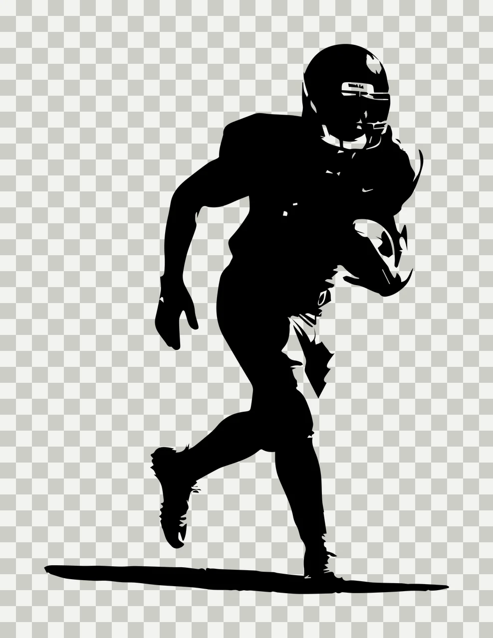 Silhouette Of Runner Holding Ball person running helmet black transparency and detail preview thumbnail