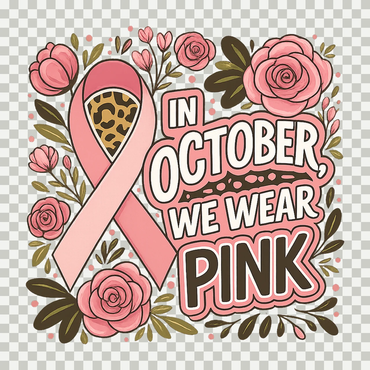 In October We Wear Pink Preppy Breast Cancer Breast Cancer transparency and detail preview thumbnail