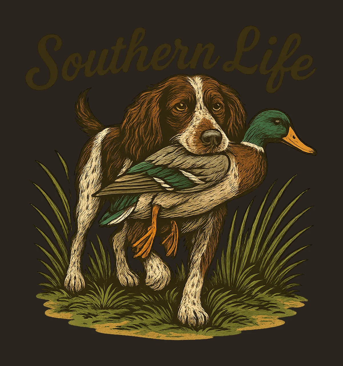 Southern Life Duck Hunting Fishing Artwork German Short Hair contrast preview thumbnail