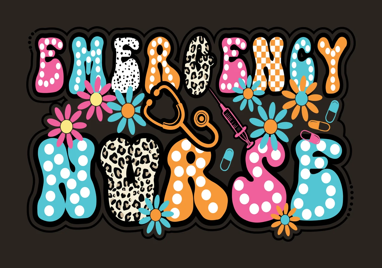 Emergency Nurse Bubble Letter Typography lettering spelling words contrast preview thumbnail
