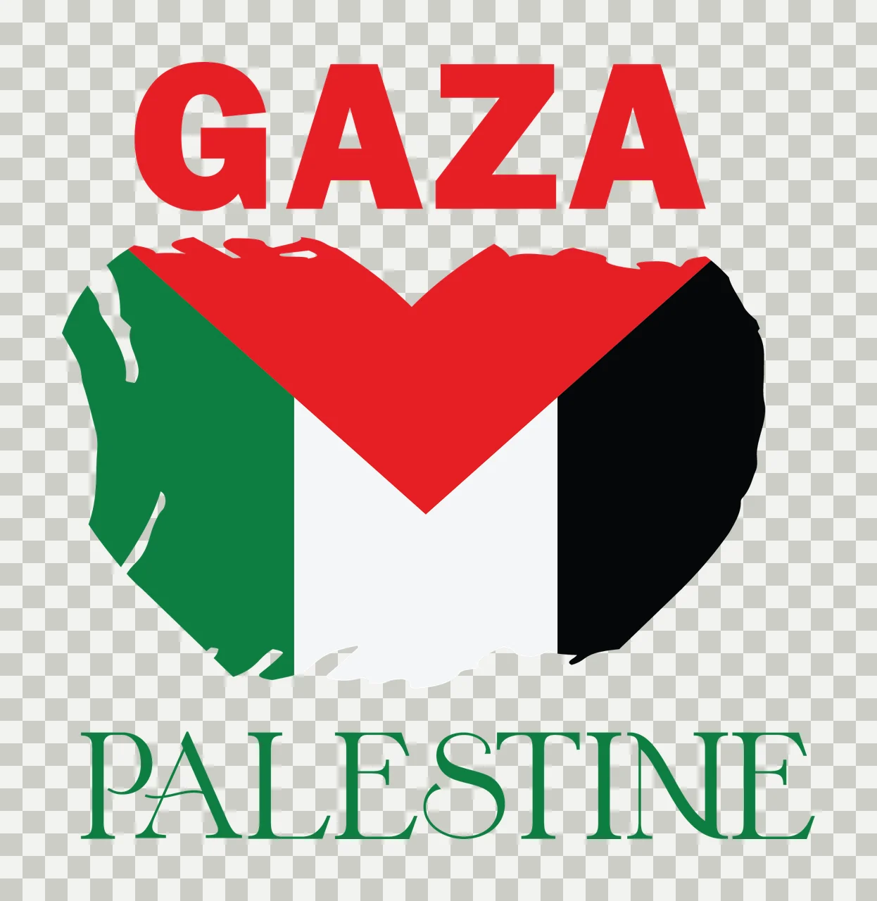 Gaza Heart With Text Below stencil black white symbol 1 9 F16 FREE 2 transparency and detail preview thumbnail