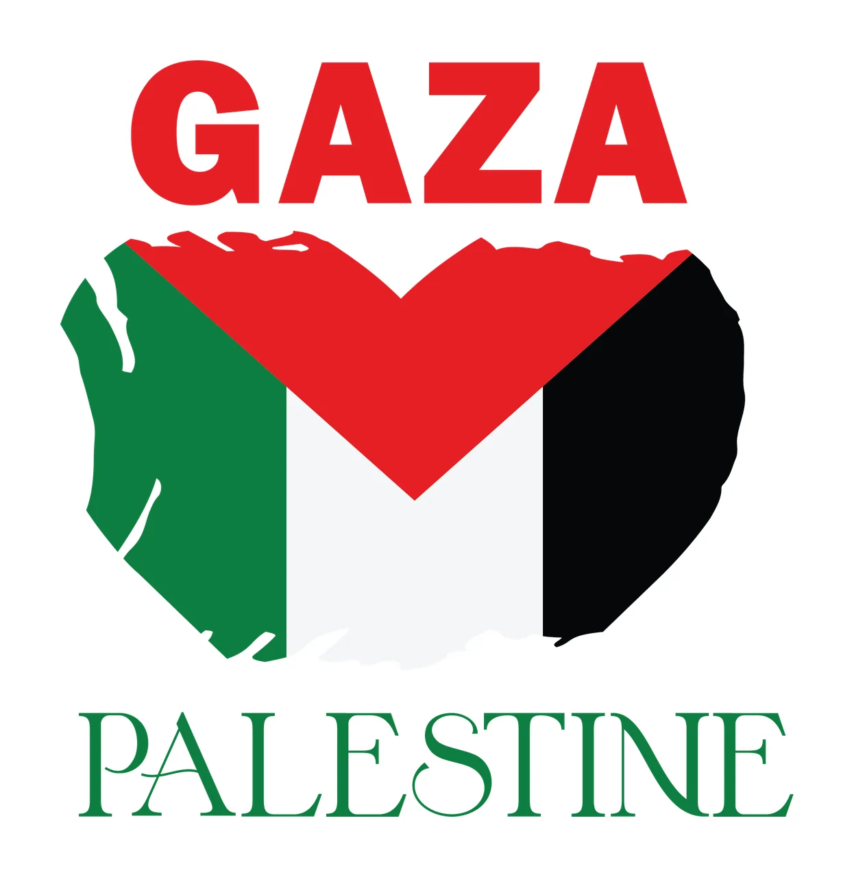 Gaza Heart With Text Below stencil black white symbol 1 9 F16 FREE 2