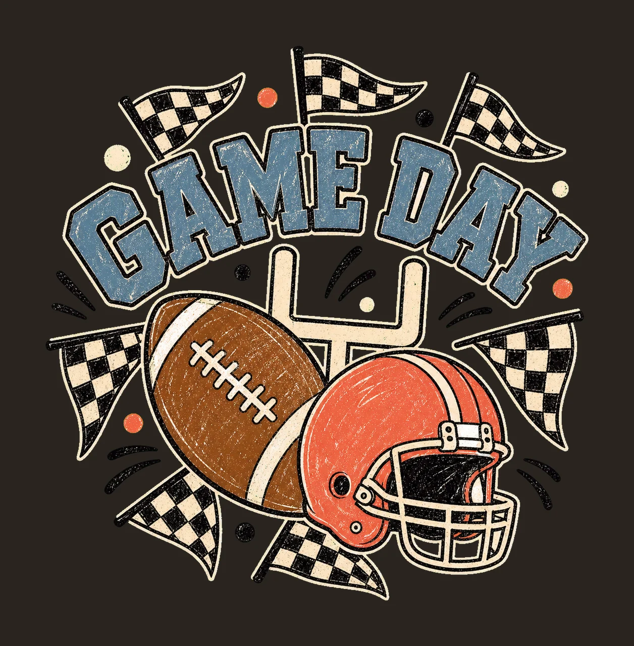 Retro Football Season Touchdown Design Varsity Variation A contrast preview thumbnail