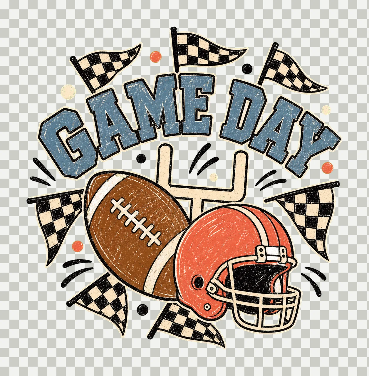 Retro Football Season Touchdown Design Varsity Variation A transparency and detail preview thumbnail