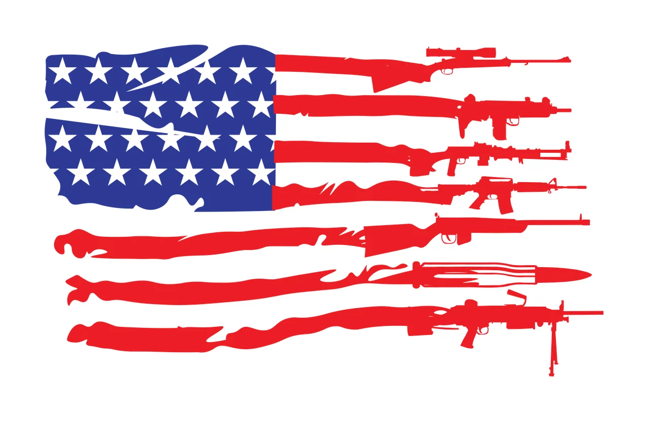 Guns Flag Assorted Weapons Forming Graphic American pattern
