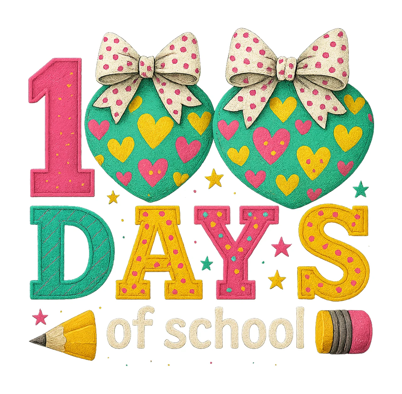 100 Days of School Coquette Style Design Cute School Artwork