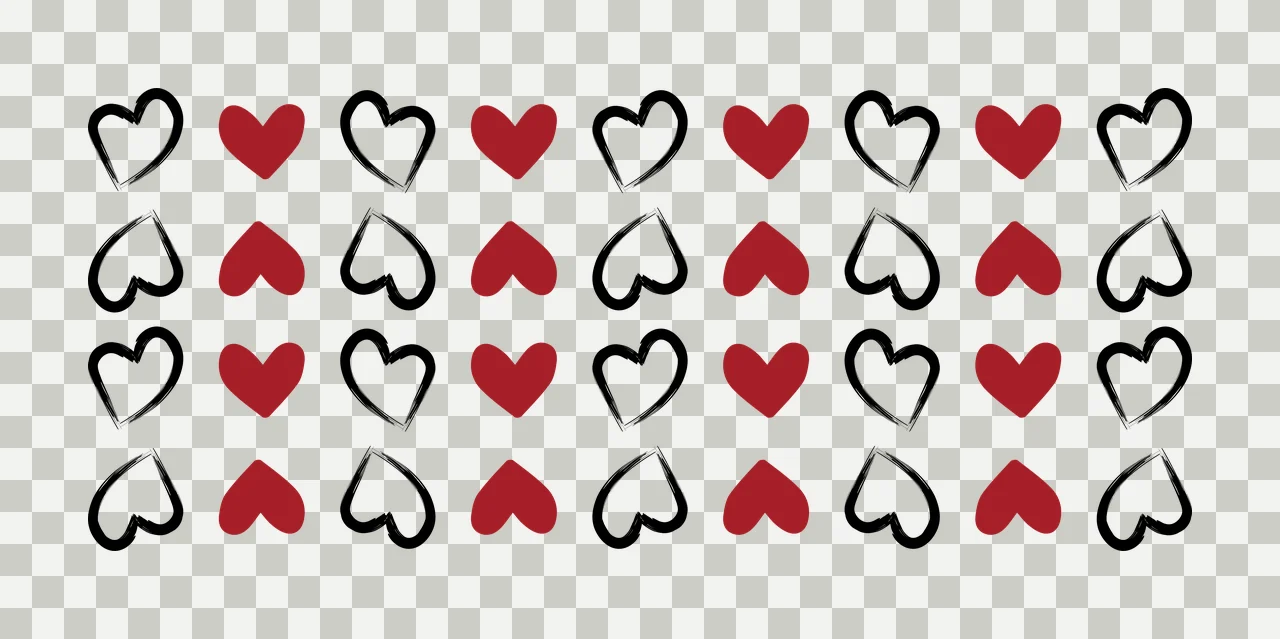 Can Glass Wrap Heart Shape Grid Pattern hand drawn black white transparency and detail preview thumbnail
