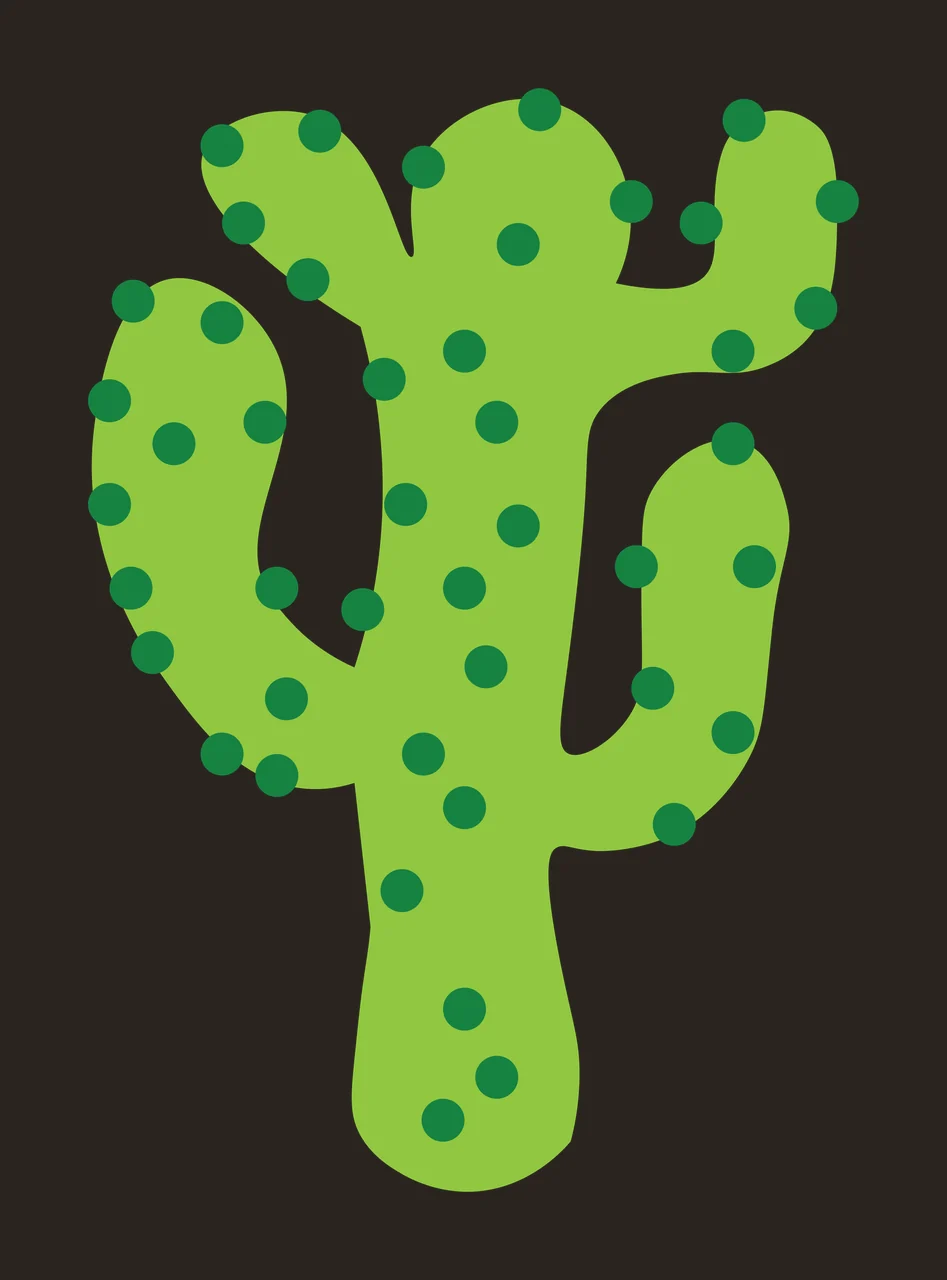Stylized green cactus with dark green circular dots Illustration in white contrast preview thumbnail