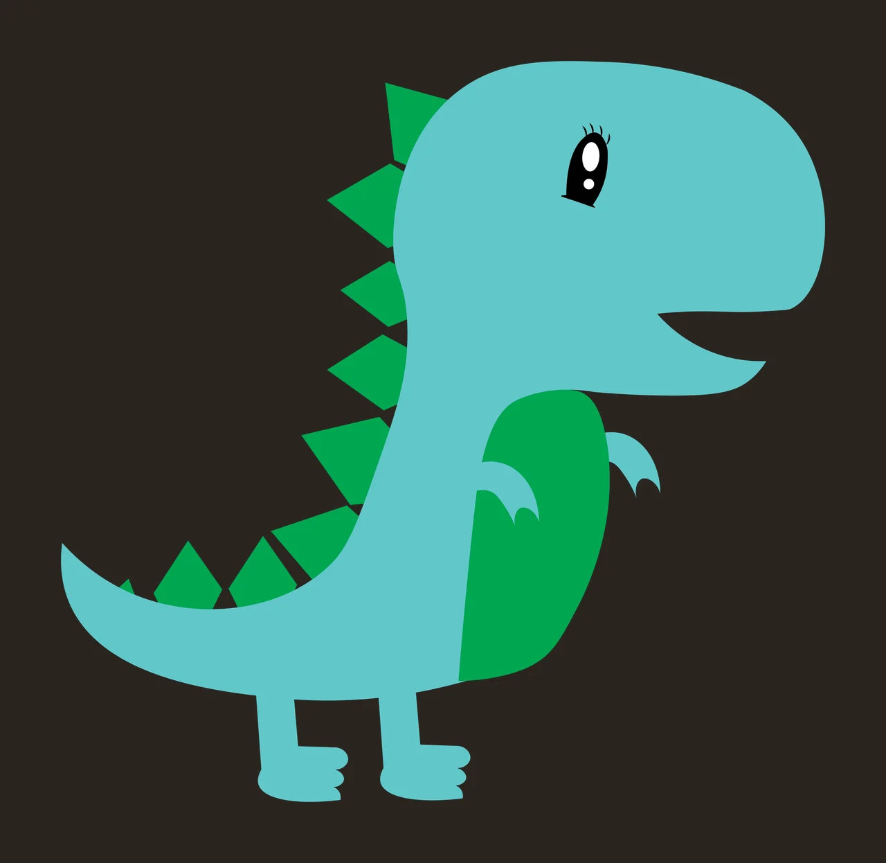 Dinosaur Small Cartoon Standing With Spines On Its silhouette contrast preview thumbnail