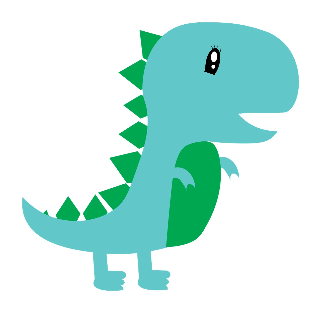 Dinosaur Small Cartoon Standing With Spines On Its silhouette