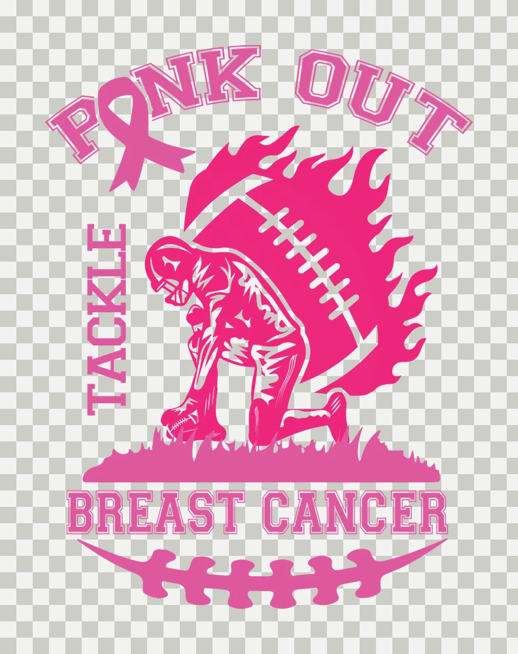 Cancer Football Ribbon burning player black white flame awareness transparency and detail preview thumbnail