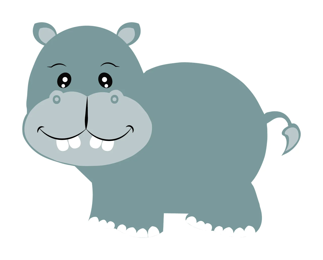 Animal Hippopotamus Silhouette Side Profile standing head ears